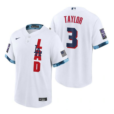 Nike Los Angeles Dodgers #3 Chris Taylor 2021 All star White Game Authentic Stitched MLB Jersey