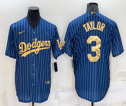 Nike Los Angeles Dodgers #3 Chris Taylor Blue Gold Number Throwback Authentic Stitched MLB jersey
