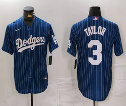 Nike Los Angeles Dodgers #3 Chris Taylor Blue White stripe Authentic Stitched MLB jersey