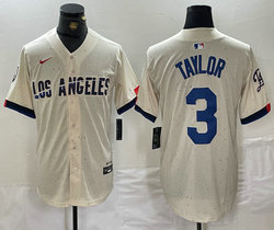 Nike Los Angeles Dodgers #3 Chris Taylor Cream Fashion Game Authentic Stitched MLB Jersey