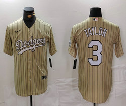 Nike Los Angeles Dodgers #3 Chris Taylor Cream Red Black stripe Throwback Authentic Stitched MLB jersey