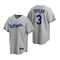 Nike Los Angeles Dodgers #3 Chris Taylor Gray Game Authentic Stitched MLB Jersey