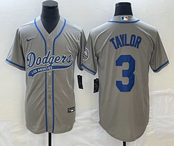 Nike Los Angeles Dodgers #3 Chris Taylor Gray Joint Name Game Authentic Stitched MLB Jersey