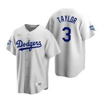Nike Los Angeles Dodgers #3 Chris Taylor White 2020 World Series Champions Cooperstown Collection Jersey
