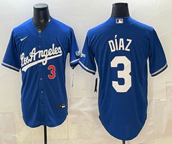 Nike Los Angeles Dodgers #3 Edwin Diaz Blue Alternate Stadium Los Angeles Front  jersey