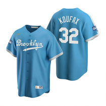 Nike Los Angeles Dodgers #32 Sandy Koufax Light Blue 2020 World Series Champions Cooperstown Collection Jersey