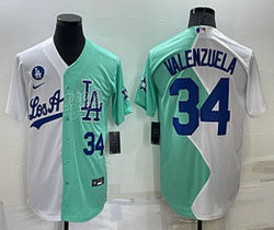 Nike Los Angeles Dodgers #34 Fernando Valenzuela 2022 Celebrity Blue #34 in front Game Stitched MLB Jersey