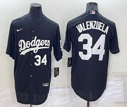 Nike Los Angeles Dodgers #34 Fernando Valenzuela Black 34 In Front Inverted Legend Authentic Stitched MLB Jersey