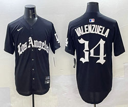 Nike Los Angeles Dodgers #34 Fernando Valenzuela Black 5(V) Joint MLB Jersey