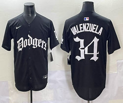Nike Los Angeles Dodgers #34 Fernando Valenzuela Black 7(VII) Joint MLB Jersey