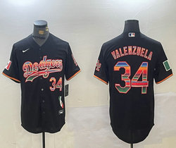 Nike Los Angeles Dodgers #34 Fernando Valenzuela Black Fashion Authentic Stitched MLB jersey