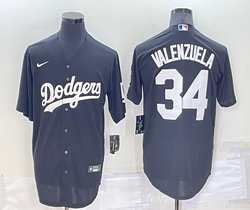 Nike Los Angeles Dodgers #34 Fernando Valenzuela Black Inverted Legend Authentic Stitched MLB Jersey