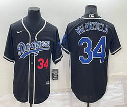 Nike Los Angeles Dodgers #34 Fernando Valenzuela Black Throwback Authentic Stitched MLB jersey