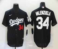 Nike Los Angeles Dodgers #34 Fernando Valenzuela Black red 34 Inverted Legend Authentic Stitched MLB jerseys