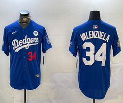Nike Los Angeles Dodgers #34 Fernando Valenzuela Blue 34 patch 2024 World Series Baseball Jersey