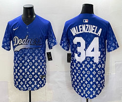 Nike Los Angeles Dodgers #34 Fernando Valenzuela Blue Fashion Stitched Baseball Jersey