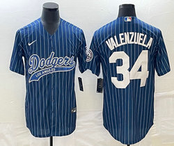 Nike Los Angeles Dodgers #34 Fernando Valenzuela Blue Joint White stripe Stitched MLB Jersey