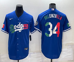 Nike Los Angeles Dodgers #34 Fernando Valenzuela Blue Mexico Game Authentic Stitched MLB Jersey