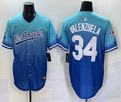 Nike Los Angeles Dodgers #34 Fernando Valenzuela Blue Special style Baseball Jersey