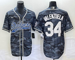 Nike Los Angeles Dodgers #34 Fernando Valenzuela Camo Joint Stitched MLB Jersey