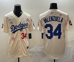Nike Los Angeles Dodgers #34 Fernando Valenzuela Cream 2025 Tokyo Series Stitched MLB Jersey