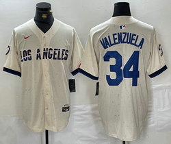 Nike Los Angeles Dodgers #34 Fernando Valenzuela Game Authentic Stitched MLB Jersey