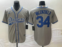 Nike Los Angeles Dodgers #34 Fernando Valenzuela Gray Joint Authentic Stitched baseball jersey