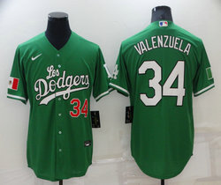Nike Los Angeles Dodgers #34 Fernando Valenzuela Green Dodgers Mexico Game Authentic Stitched MLB jersey