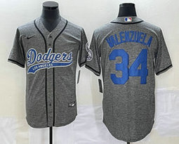 Nike Los Angeles Dodgers #34 Fernando Valenzuela Hemp grey Joint Authentic Stitched baseball jersey