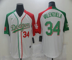Nike Los Angeles Dodgers #34 Fernando Valenzuela Heritage Culture Night Mexico number in front MLB jersey