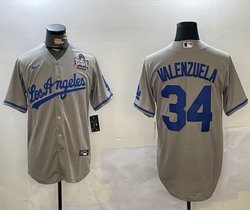 Nike Los Angeles Dodgers #34 Fernando Valenzuela Los Angeles Grey 2024 World Series Baseball Jersey