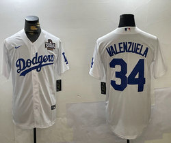 Nike Los Angeles Dodgers #34 Fernando Valenzuela White 2024 World Series Baseball Jersey