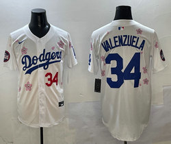 Nike Los Angeles Dodgers #34 Fernando Valenzuela White 2025 Tokyo Series Stitched MLB Jersey
