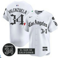 Nike Los Angeles Dodgers #34 Fernando Valenzuela White 5(V) Joint With 34 MLB Jersey
