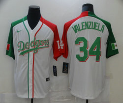 Nike Los Angeles Dodgers #34 Fernando Valenzuela White Mexican Heritage Culture Night Mexico Authentic Stitched MLB jersey