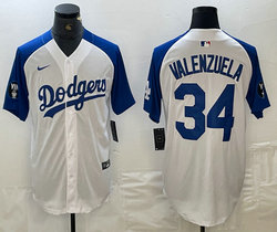 Nike Los Angeles Dodgers #34 Fernando Valenzuela White fashion Game Authentic Stitched MLB Jersey