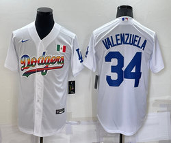 Nike Los Angeles Dodgers #34 Fernando Valenzuela White rainbow Game Authentic Stitched MLB Jersey