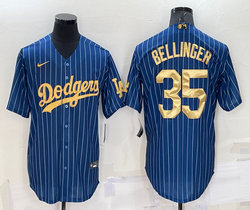 Nike Los Angeles Dodgers #35 Cody Bellinger Blue Gold Number Throwback Authentic Stitched MLB jersey