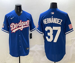 Nike Los Angeles Dodgers #37 Enrique Hernandez Blue 2(II) flag Joint MLB Jersey