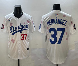 Nike Los Angeles Dodgers #37 Enrique Hernandez White 2025 Tokyo Series Stitched MLB Jersey
