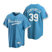 Nike Los Angeles Dodgers #39 Roy Campanella Light Blue 2020 World Series Champions Cooperstown Collection Jersey