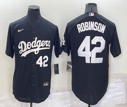 Nike Los Angeles Dodgers #42 Jackie Robinson Black 42 In Front Inverted Legend Authentic Stitched MLB Jersey