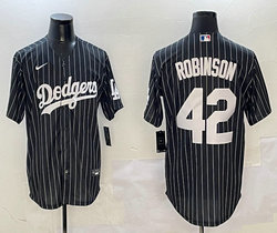 Nike Los Angeles Dodgers #42 Jackie Robinson Black White stripe Joint Stitched MLB Jersey