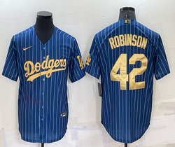 Nike Los Angeles Dodgers #42 Jackie Robinson Blue Gold Number Throwback Authentic Stitched MLB jersey