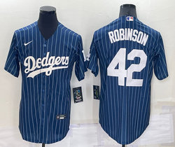 Nike Los Angeles Dodgers #42 Jackie Robinson Blue White stripe Throwback Authentic Stitched MLB jersey