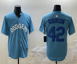 Nike Los Angeles Dodgers #42 Jackie Robinson Light Blue Joint Authentic Stitched MLB Jersey