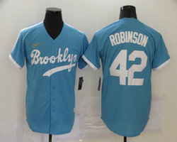 Nike Los Angeles Dodgers #42 Jackie Robinson Light blue Game Throwback Authentic Stitched MLB Jersey