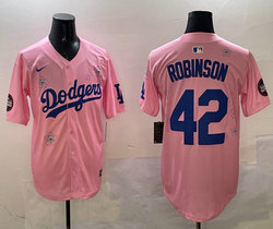 Nike Los Angeles Dodgers #42 Jackie Robinson Pink 2025 Tokyo Series Stitched MLB Jersey