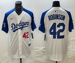 Nike Los Angeles Dodgers #42 Jackie Robinson White fashion Red 42 on front Game Authentic Stitched MLB Jersey