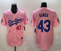 Nike Los Angeles Dodgers #43 Anthony banda Pink 2025 Tokyo Series Jersey